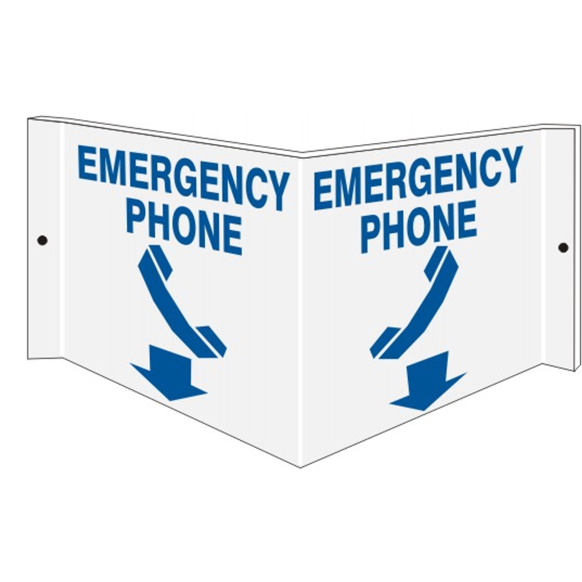 EMERGENCY PHONE PICTO WITH ARROW - PROJECTING WALL SIGN - EMERGENCY PHONE PICTO WITH ARROW - PROJECTING WALL SIGN, 6X12, Acrylic