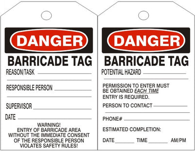 DANGER BARRICADE TAGS