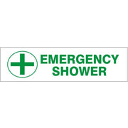 EMERGENCY SHOWER WITH CROSS PICTO PRESSURE SENSITIVE DECAL - EMERGENCY SHOWER WITH CROSS PICTO PRESSURE SENSITIVE DECAL, 2.25x9, Adhesive Vinyl