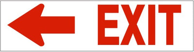 EXIT SIGN WITH LEFT ARROW- RED ARROW