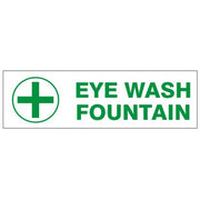 EYE WASH FOUNTAIN WITH CROSS PRESSURE SENSITIVE DECAL - EYE WASH FOUNTAIN WITH CROSS PRESSURE SENSITIVE DECAL, 2.25x9, Adhesive Vinyl
