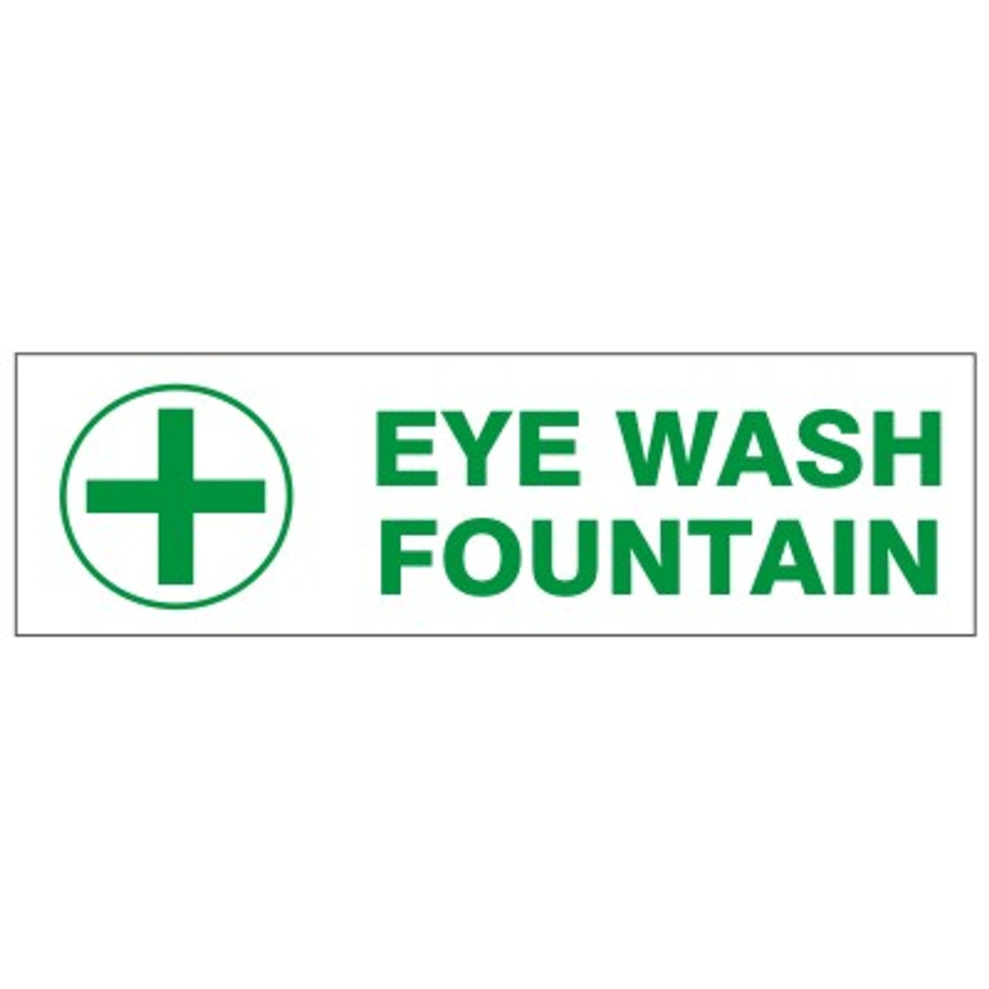 EYE WASH FOUNTAIN WITH CROSS PRESSURE SENSITIVE DECAL - EYE WASH FOUNTAIN WITH CROSS PRESSURE SENSITIVE DECAL, 2.25x9, Adhesive Vinyl