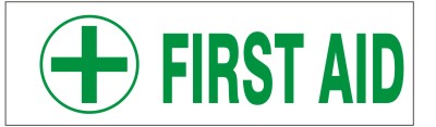 FIRST AID WITH CROSS PRESSURE SENSITIVE DECAL - FIRST AID WITH CROSS PRESSURE SENSITIVE DECAL, 2.25x9, Adhesive Vinyl