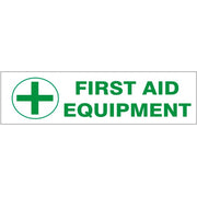 FIRST AID EQUIPMENT WITH CROSS PRESSURE SENSITIVE DECAL - FIRST AID EQUIPMENT WITH CROSS PRESSURE SENSITIVE DECAL, 2.25x9, Adhesive Vinyl
