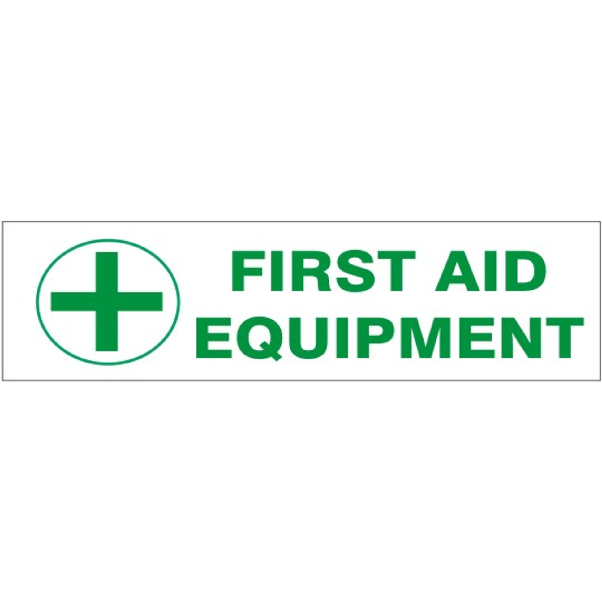FIRST AID EQUIPMENT WITH CROSS PRESSURE SENSITIVE DECAL - FIRST AID EQUIPMENT WITH CROSS PRESSURE SENSITIVE DECAL, 2.25x9, Adhesive Vinyl