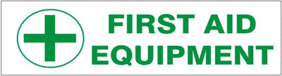 FIRST AID EQUIPMENT WITH CROSS PRESSURE SENSITIVE DECAL
