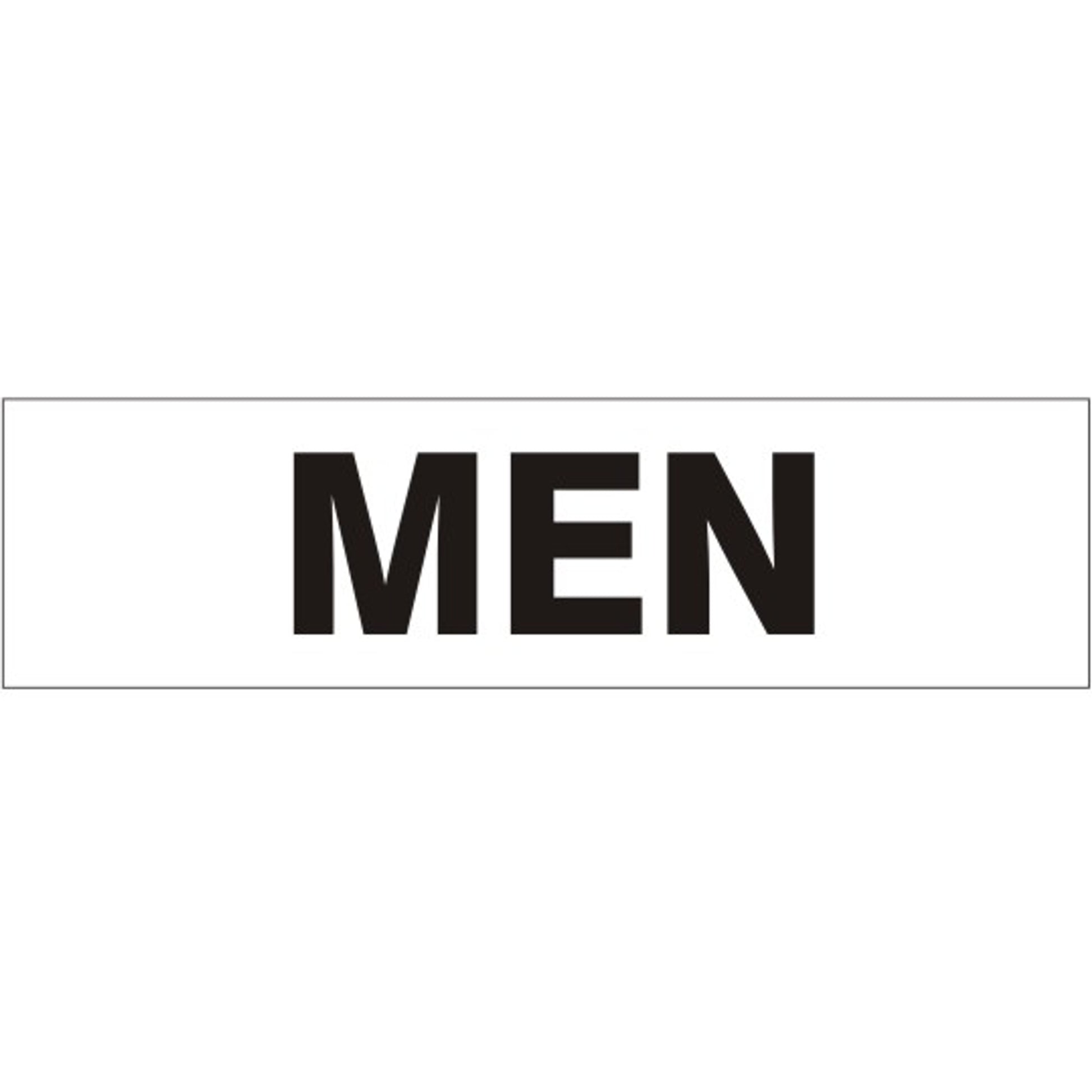 MEN PRESSURE SENSITIVE DECAL - MEN PRESSURE SENSITIVE DECAL, 2.25x9, Adhesive Vinyl