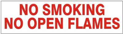 NO SMOKING NO OPEN FLAMES PRESSURE SENSITIVE DECAL