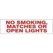 NO SMOKING  MATCHES OR OPEN LIGHTS PRESSURE SENSITIVE DECAL - NO SMOKING  MATCHES OR OPEN LIGHTS PRESSURE SENSITIVE DECAL, 2.25x9, Adhesive Vinyl