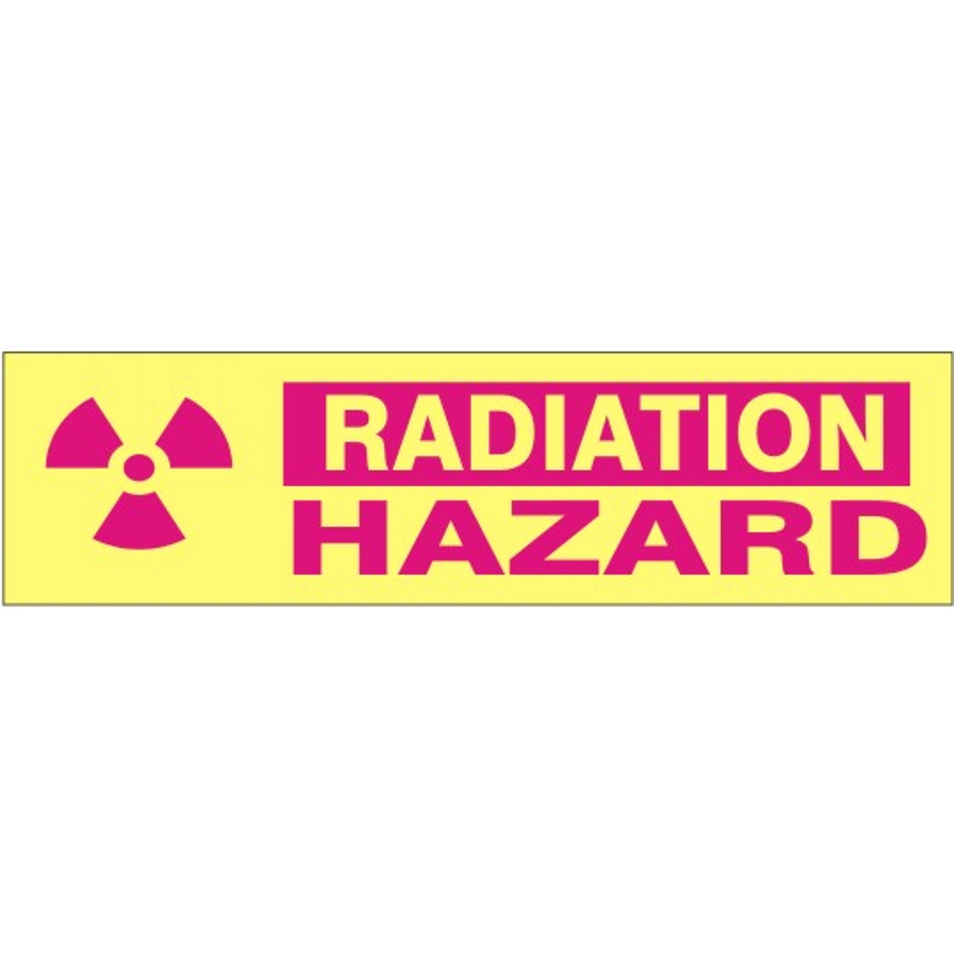 RADIATION SYMBOL RADIATION IN MAGENTA HEADER  HAZARD PRESSURE SENSITIVE DECAL - RADIATION SYMBOL RADIATION IN MAGENTA HEADER  HAZARD PRESSURE SENSITIVE DECAL, 2.25x9, Adhesive Vinyl