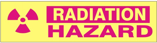 RADIATION SYMBOL RADIATION IN MAGENTA HEADER  HAZARD PRESSURE SENSITIVE DECAL - RADIATION SYMBOL RADIATION IN MAGENTA HEADER  HAZARD PRESSURE SENSITIVE DECAL, 2.25x9, Adhesive Vinyl
