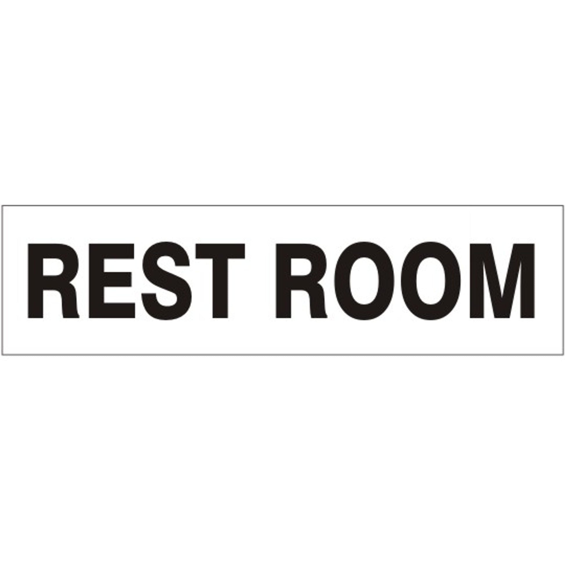 REST ROOM PRESSURE SENSITIVE DECAL - REST ROOM PRESSURE SENSITIVE DECAL, 2.25x9, Adhesive Vinyl