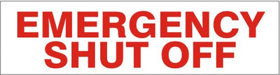 EMERGENCY SHUT OFF PRESSURE SENSITIVE DECAL