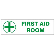 FIRST AID ROOM WITH CROSS PRESSURE SENSITIVE DECAL - FIRST AID ROOM WITH CROSS PRESSURE SENSITIVE DECAL, 2.25x9, Adhesive Vinyl
