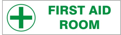 FIRST AID ROOM WITH CROSS PRESSURE SENSITIVE DECAL - FIRST AID ROOM WITH CROSS PRESSURE SENSITIVE DECAL, 2.25x9, Adhesive Vinyl