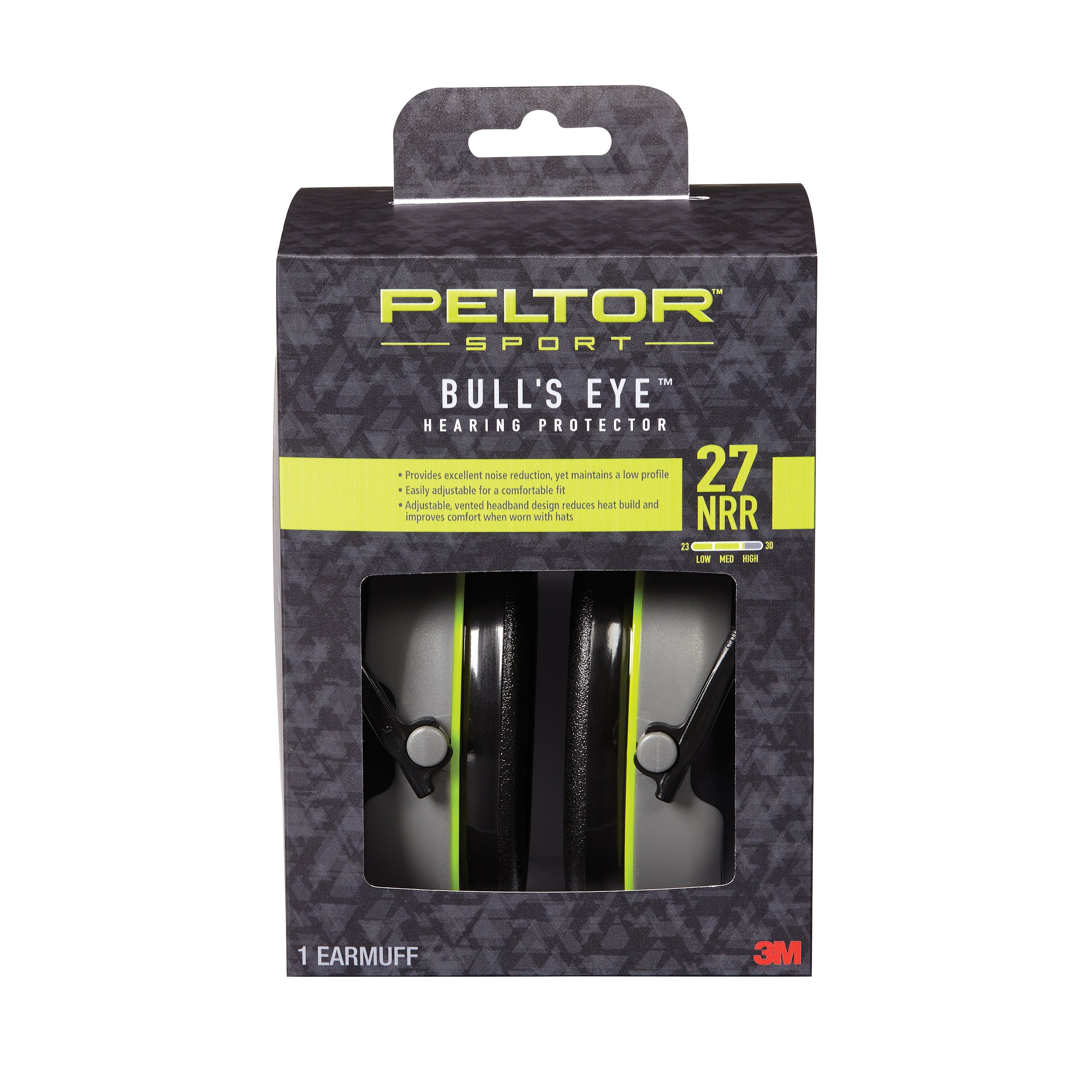 Peltor Sport Bull's Eye Hearing Protector - 27 NRR Black/Gray - 97041-PEL-6C
