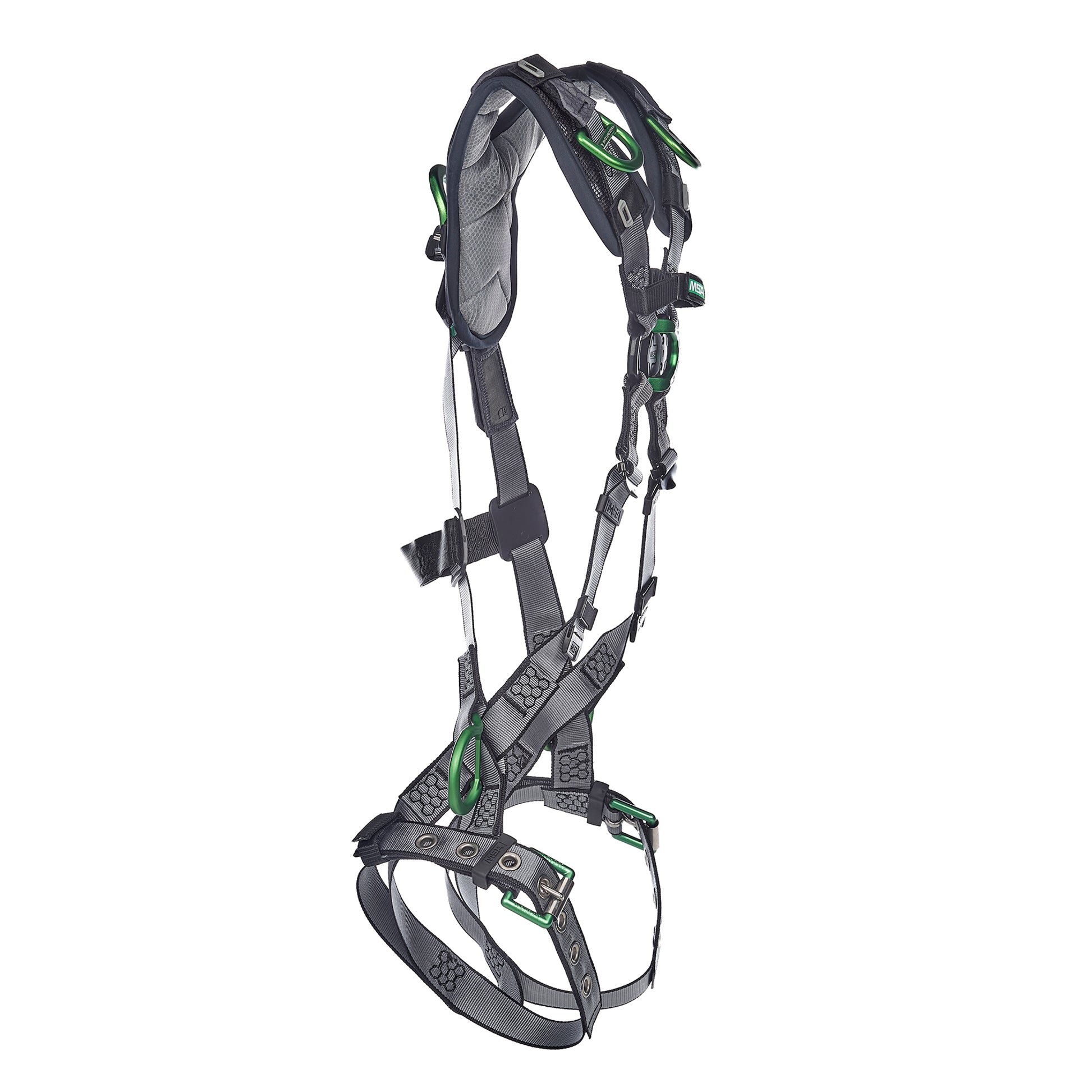 MSA V-FIT Harness w/Back, Front, Side & Shoulder D-Rings - Tongue Buckle Leg Straps - Shoulder Padding - Super Extra Large - 10194907