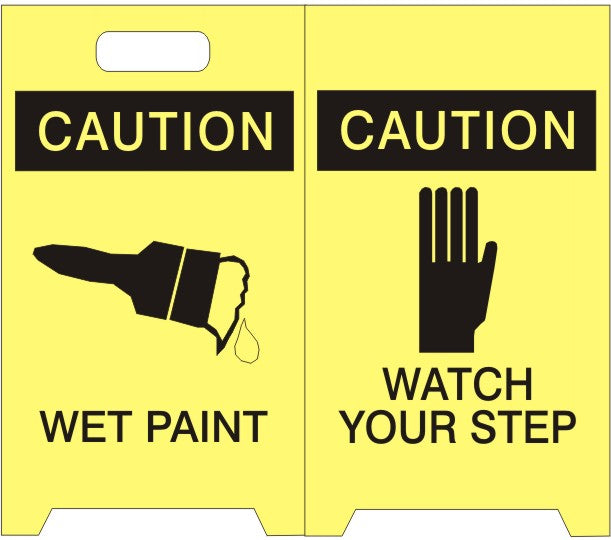 CAUTION WET PAINT FOLDING FLOOR STANDS - CAUTION WET PAINT FOLDING FLOOR STANDS, 20X12, Coroplast Plastic