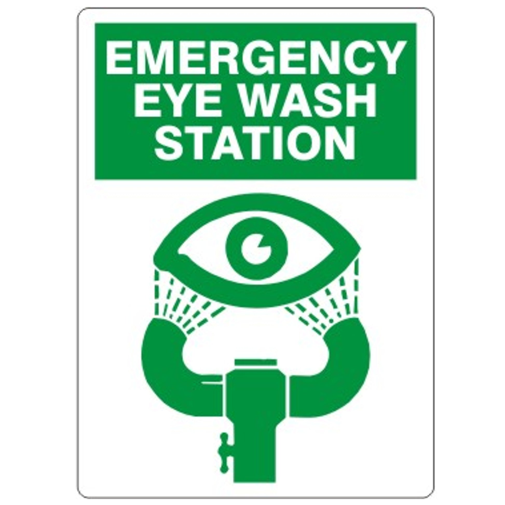 EMERGENCY EYE WASH STATION (W/FOUNTAIN PICTO) - EMERGENCY EYE WASH STATION (W/FOUNTAIN PICTO), 14X10, Plastic (.040)