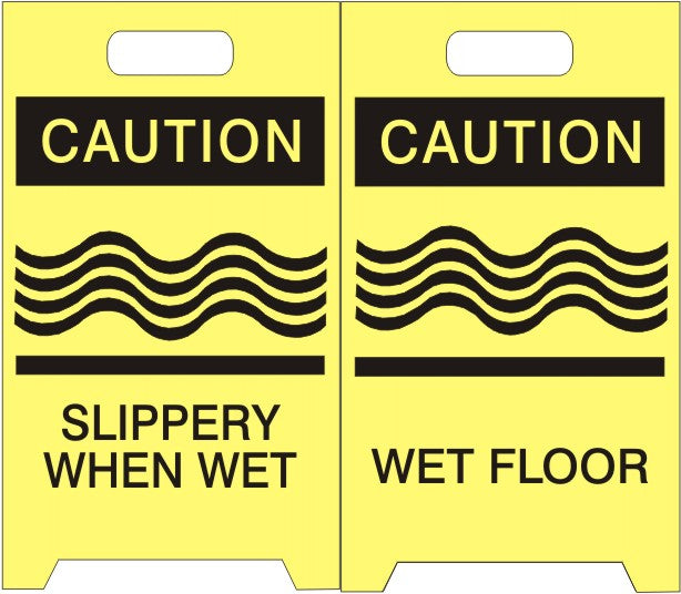 CAUTION SLIPPERY WHEN WET FOLDING FLOOR STANDS - CAUTION SLIPPERY WHEN WET FOLDING FLOOR STANDS, 20X12, Coroplast Plastic