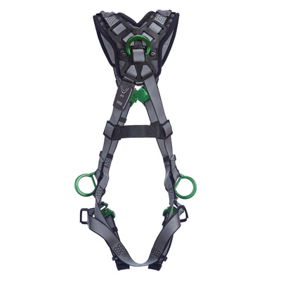 MSA V-FIT Harness w/Back, Side and Shoulder D-Rings - Quick-Connect Leg Straps - Shoulder Padding - Extra Large - 10194886