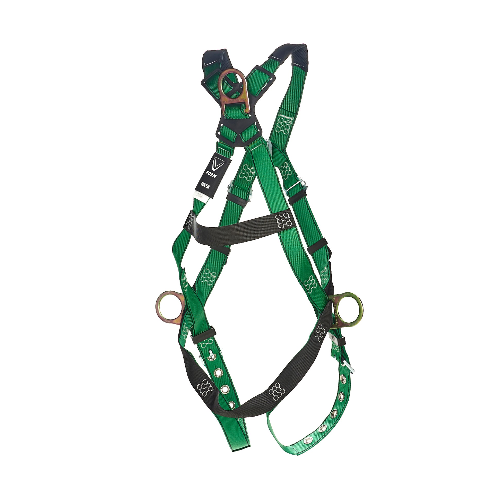 MSA V-FORM Harness w/Back & Side D-Rings - Tongue Buckle Leg Straps Quick Connect Chest Buckle - Extra Small - 10206061