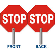 STOP STOP 24” REFLECTIVE PADDLE SIGN WITH HANDLE HOLES - STOP STOP 24” REFLECTIVE PADDLE SIGN WITH HANDLE HOLES, 24”, Aluminum (.040) EGP Reflective