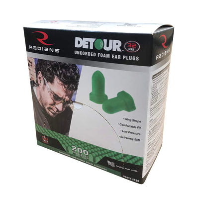 Radians Detour NRR 32 Disposable Foam Uncorded Earplug - FP30 - 200 Pair/Box