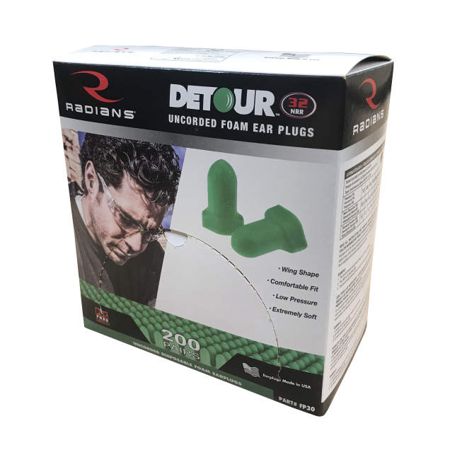 Radians Detour NRR 32 Disposable Foam Uncorded Earplug - FP30 - 200 Pair/Box