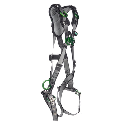 MSA V-FIT Harness w/Back, Side and Shoulder D-Rings - Tongue Buckle Leg Straps - Shoulder Padding - Extra Large - 10194942