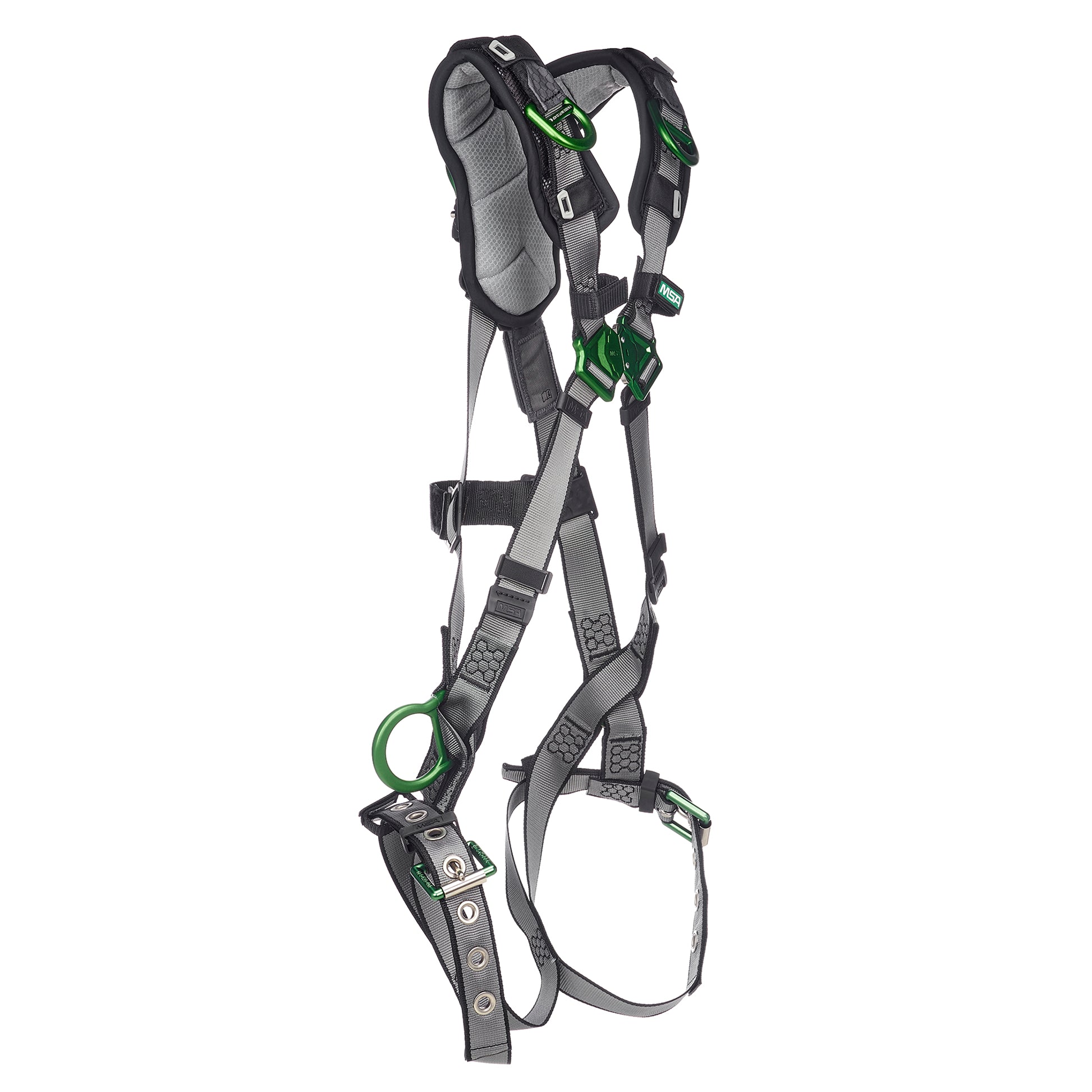 MSA V-FIT Harness w/Back, Side and Shoulder D-Rings - Tongue Buckle Leg Straps - Shoulder Padding - Standard - 10194941