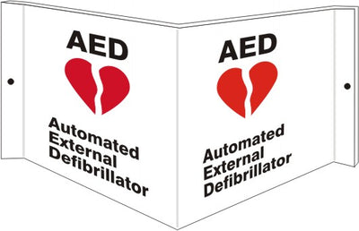 AED RED HEART WITH FLASH - PROJECTING WALL SIGN