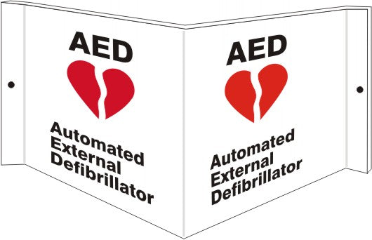 AED RED HEART WITH  FLASH - PROJECTING WALL SIGN - AED RED HEART WITH  FLASH - PROJECTING WALL SIGN, 6X12, Acrylic