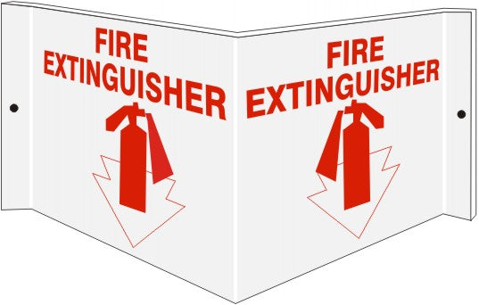 FIRE EXTINGUISHER WITH ARROW POINTING DOWN - PROJECTING WALL SIGN - FIRE EXTINGUISHER WITH ARROW POINTING DOWN - PROJECTING WALL SIGN, 6X12, Acrylic