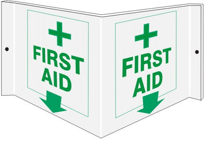 FIRST AID WITH CROSS - PROJECTING WALL SIGN
