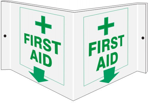 FIRST AID WITH CROSS - PROJECTING WALL SIGN - FIRST AID WITH CROSS - PROJECTING WALL SIGN, 6X12, Acrylic