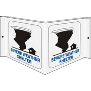 SEVERE WEATHER SHELTER WITH TORNADO AND HOUSE SYMBOLS - PROJECTING WALL SIGN - SEVERE WEATHER SHELTER WITH TORNADO AND HOUSE SYMBOLS - PROJECTING WALL SIGN, 6X12, Acrylic