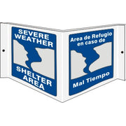 SEVERE WEATHER SHELTER AREA DE REFUGIO EN CASO DE MAL TIEMPO - PROJECTING WALL SIGN - SEVERE WEATHER SHELTER AREA DE REFUGIO EN CASO DE MAL TIEMPO - PROJECTING WALL SIGN, 6X12, Acrylic