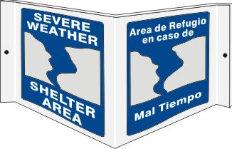 SEVERE WEATHER SHELTER AREA DE REFUGIO EN CASO DE MAL TIEMPO - PROJECTING WALL SIGN