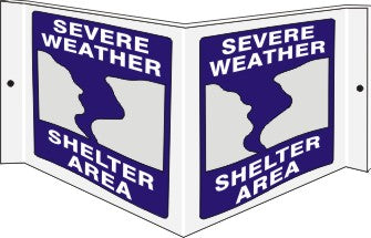 SEVERE WEATHER SHELTER AREA WITH TORNADO SYMBOL - PROJECTING WALL SIGN