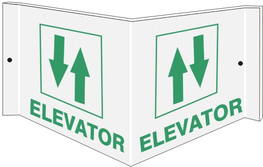 ELEVATOR WITH  PICTO - PROJECTING WALL SIGN - ELEVATOR WITH  PICTO - PROJECTING WALL SIGN, 6x12, Acrylic