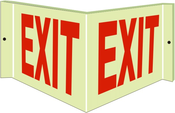 EXIT GLOW PROJECTING WALL SIGN - EXIT GLOW PROJECTING WALL SIGN, 6X12, Acrylic Glow