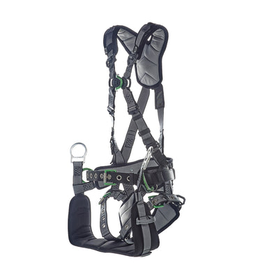 MSA V-FIT Tower Harness w/Back, Front & Side D-Rings - Tongue Buckle Leg and Belt Straps - Shoulder & Leg Padding - Standard - 10218042