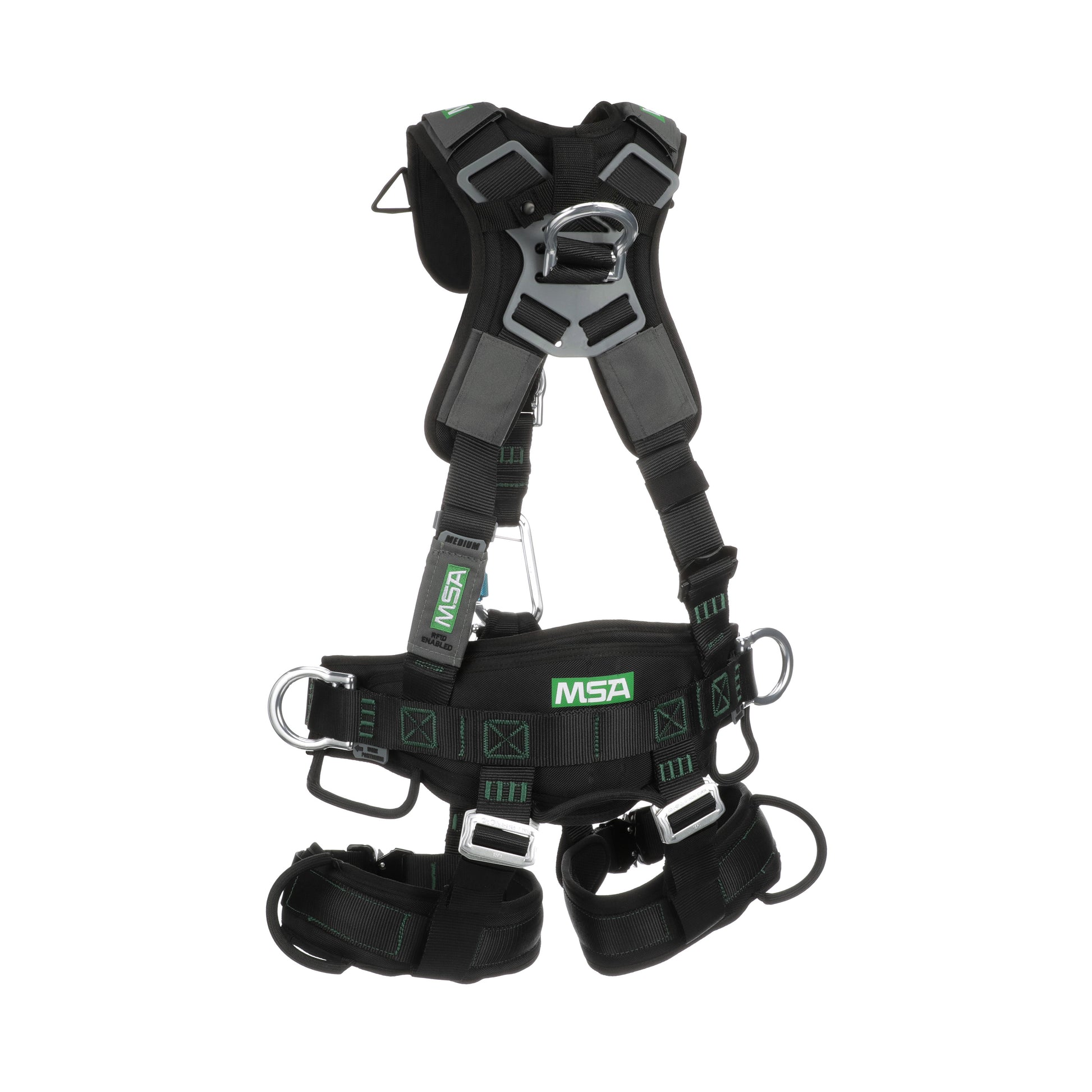 MSA Gravity Suspension Harness w/Back, Front, Belly, & Side D-Rings - Lumbar, Shoulder & Leg Padding - Medium - 10150457