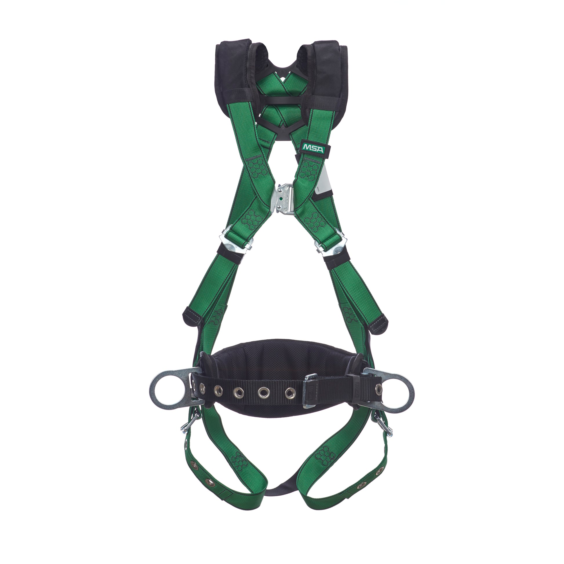 MSA V-FORM Construction Harness w/Back & Side D-Rings - Tongue Buckle Leg Straps Quick Connect Chest Buckle - Shoulder Padding - Standard - 10207734
