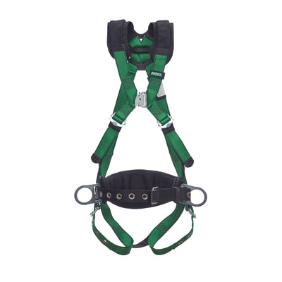 MSA V-FORM Construction Harness w/Back & Side D-Rings - Tongue Buckle Leg Straps Quick Connect Chest Buckle - Shoulder Padding - Standard - 10207734