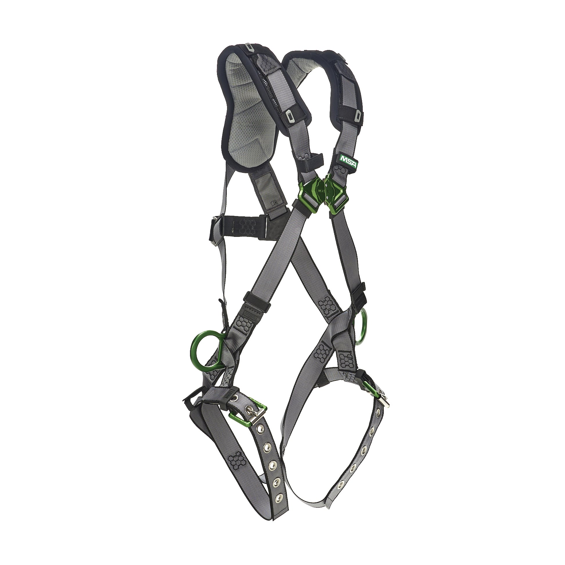 MSA V-FIT Harness w/Back & Side D-Rings - Tongue Buckle Leg Straps - Shoulder Padding - Super Extra Large - 10194931