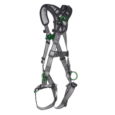 MSA V-FIT Harness w/Back, Side and Shoulder D-Rings - Tongue Buckle Leg Straps - Shoulder Padding - Extra Large - 10194942