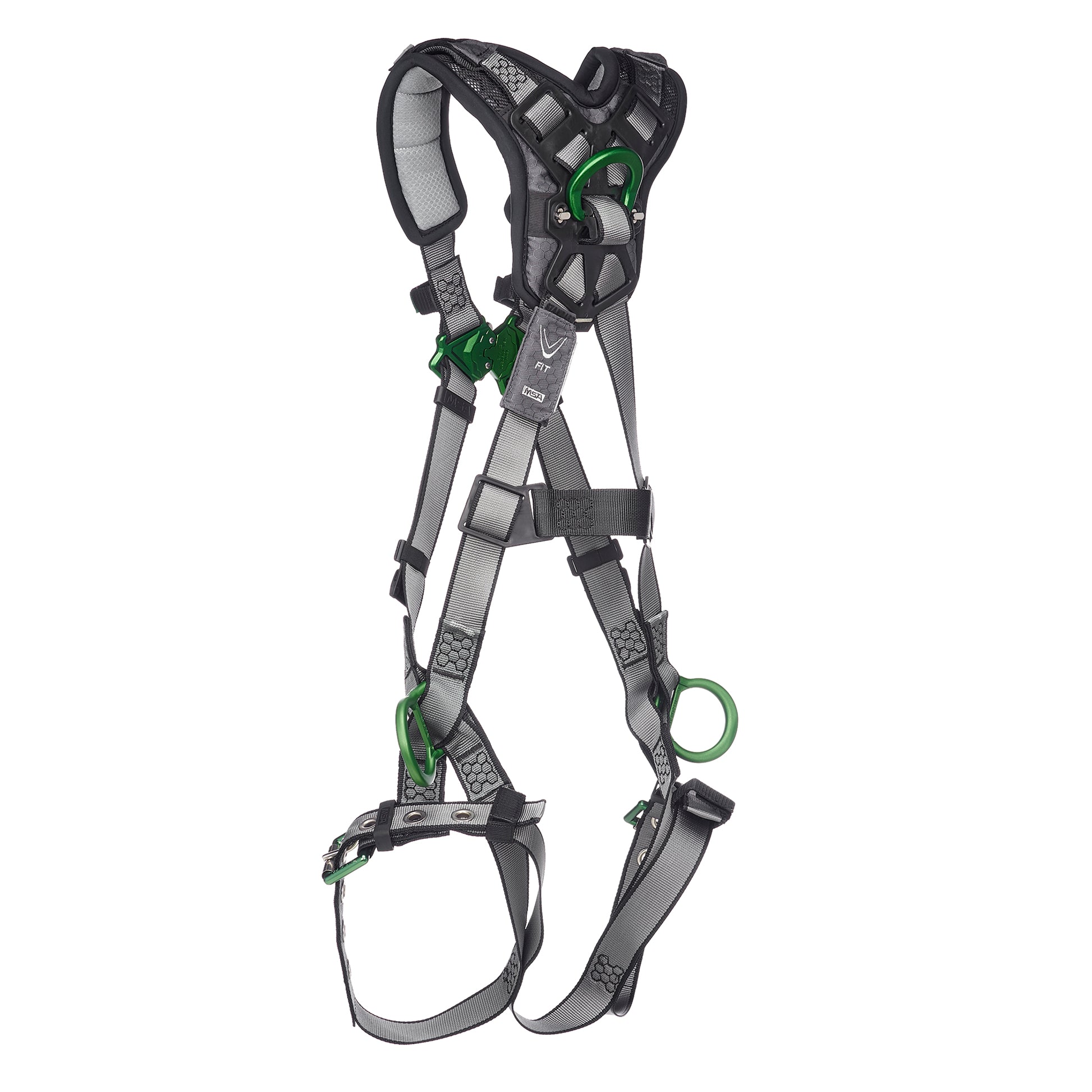 MSA V-FIT Harness w/Back, Side and Shoulder D-Rings - Tongue Buckle Leg Straps - Shoulder Padding - Standard - 10194941