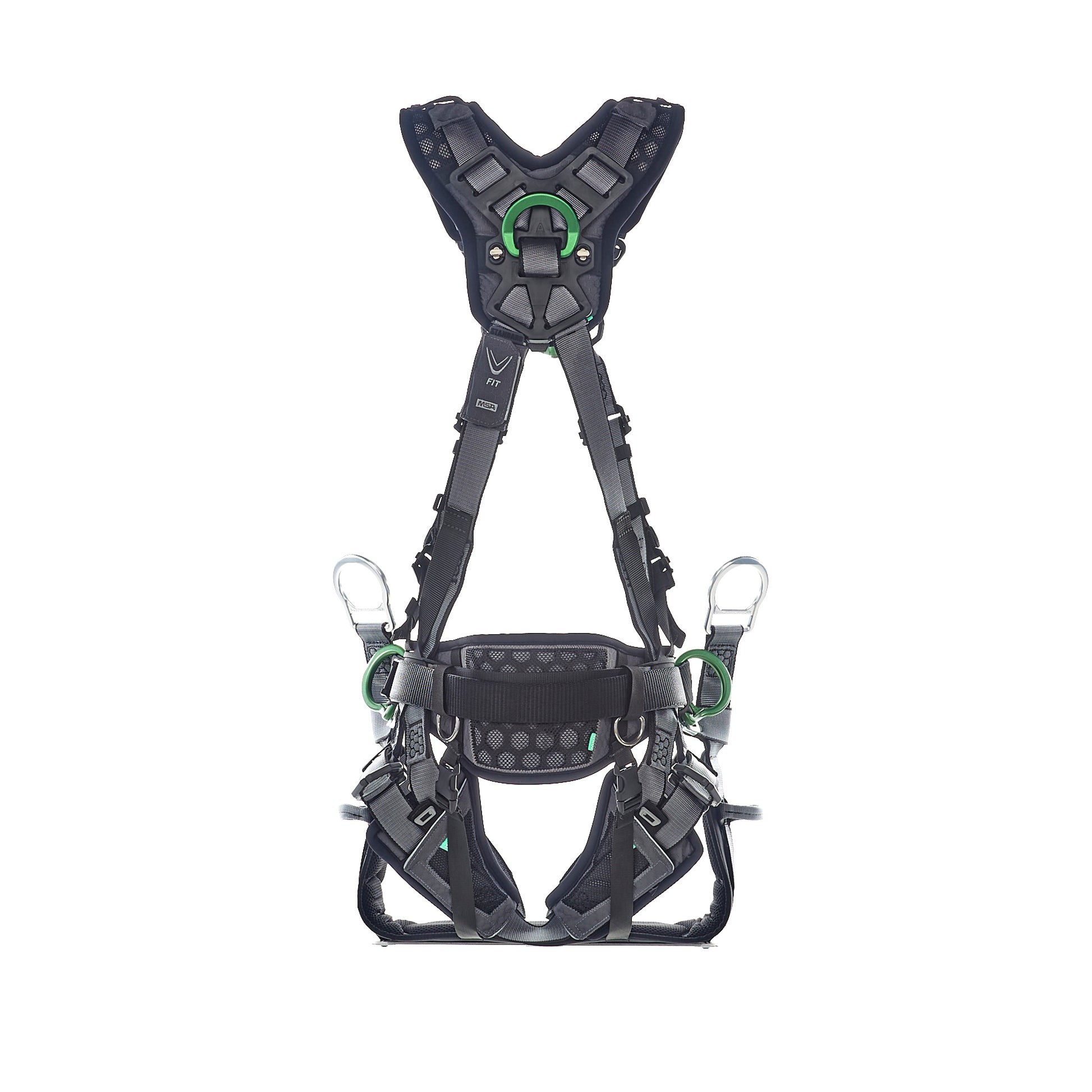 MSA V-FIT Tower Harness w/Back, Front & Side D-Rings - Tongue Buckle Leg and Belt Straps - Shoulder & Leg Padding - Standard - 10218042